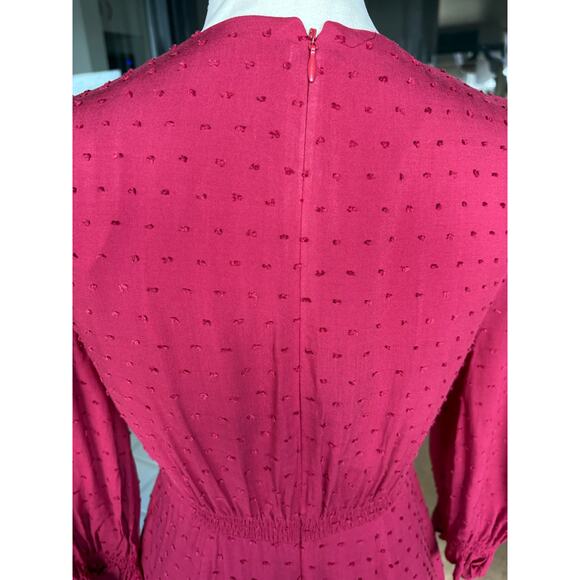 Gal Meets Glam Andrea Candy Apple V Neck 3/4 Sleeve Smocked Mini Dress - 0 - Picture 9 of 9